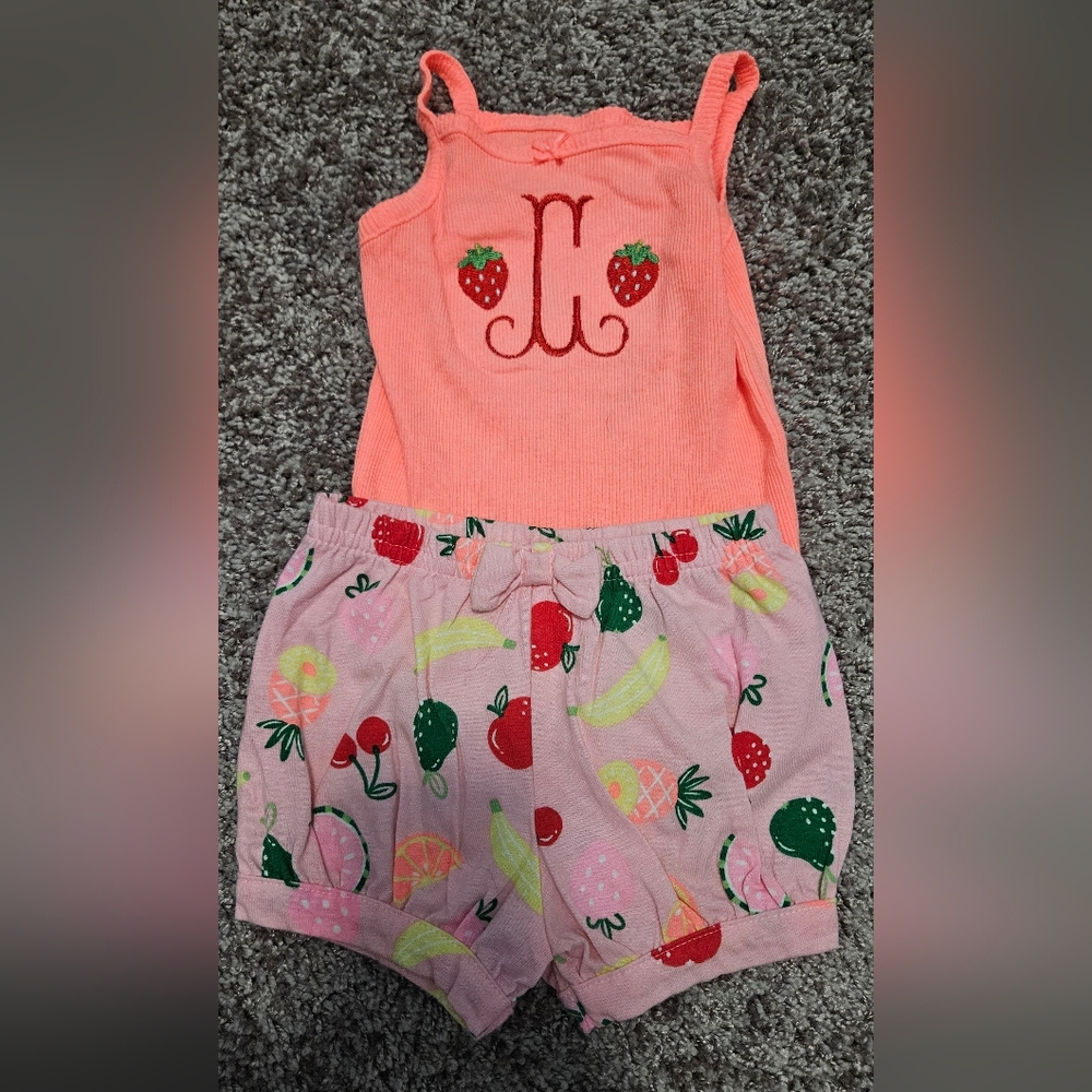 C Monogram 6-9m Garanimals 2 piece outfit